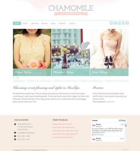 Chamomile Review Demo - BluChic Feminine WordPress Theme