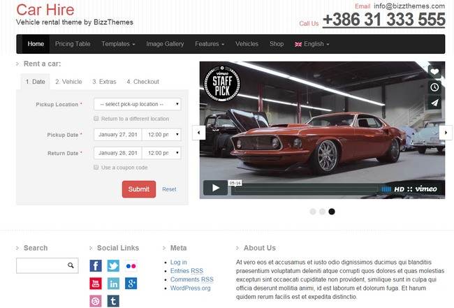 Car Hire : BizzThemes Car Rental WordPress Theme