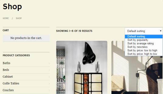 Shop Page filter options - Loft eCommerce theme