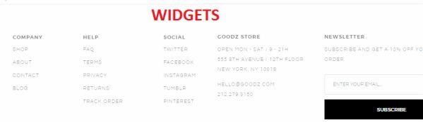 Footer Widgets – Goodz Shop