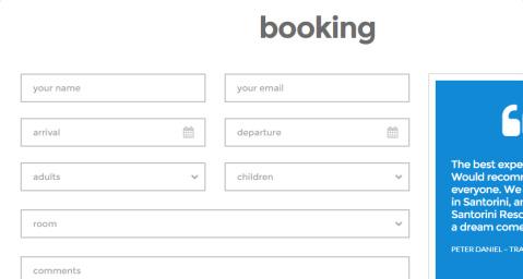 Booking Page - Santorini Hotel Resort Theme