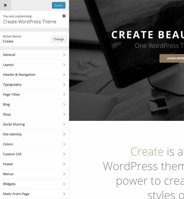Create Theme Options - Customizer