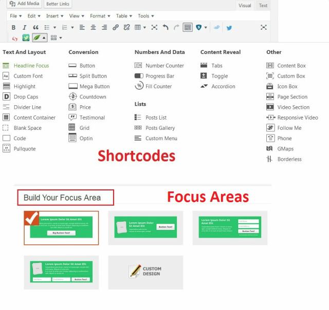 FocusBlog Shortcodes and Focus Areas