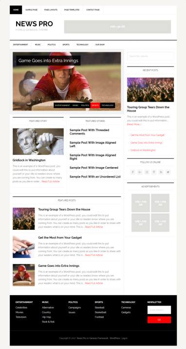 News Pro StudioPress : Genesis News Blog WordPress Theme