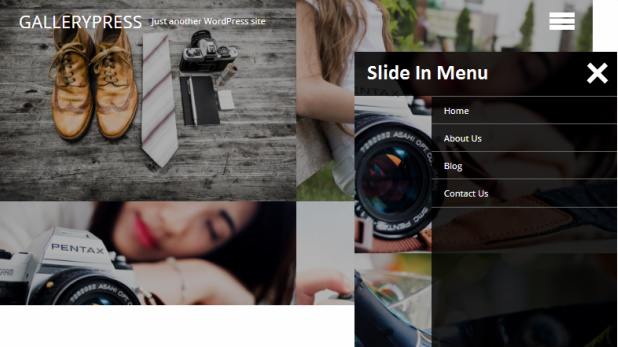 Header Slide In Menu- GalleryPress ThemeCountry