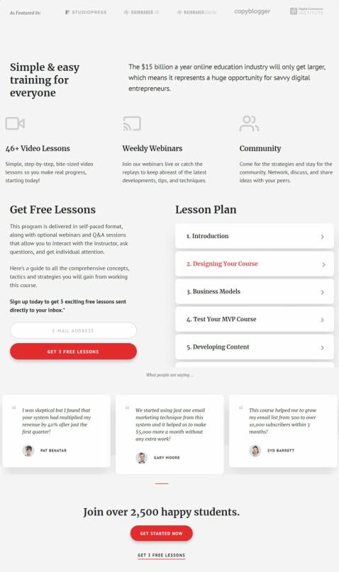 Homepage Sections - Academy Pro