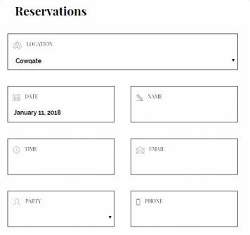 Reservation Booking Form - Augustan Theme