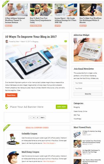 Frontpage Featured Posts - MakeMoney Theme