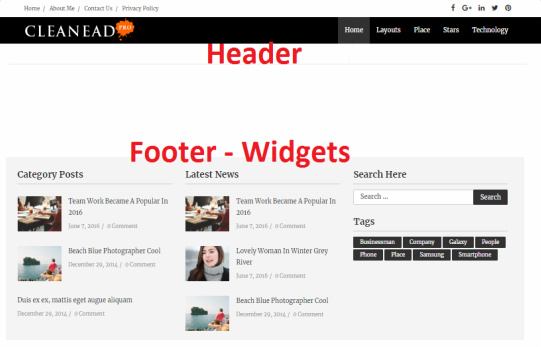 Header - Footer Widgets - Startbiz