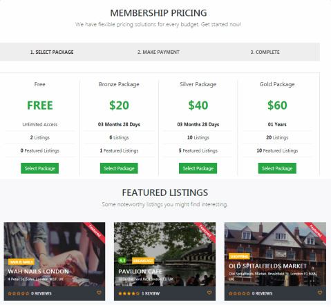 Membership and Featured Listings Preview - Directory Theme PremiumPress