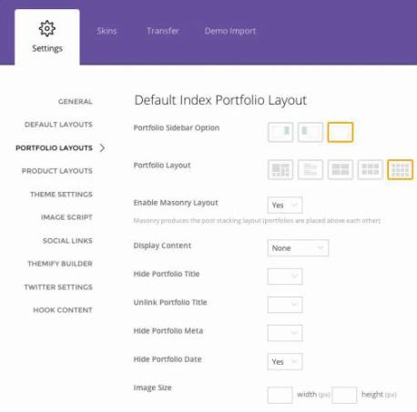 Settings Layouts - Stack Themify