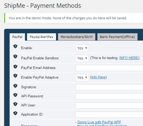 ShipMe - Payment Options