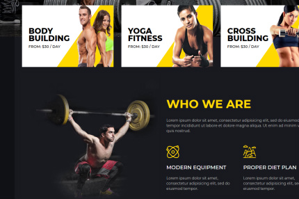 Fitgym Homepage Builder Sections