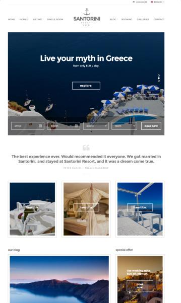 Santorini Resort CSSIgniter – Hotel WordPress Theme