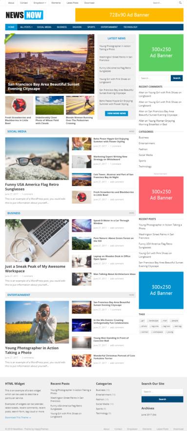 HappyThemes NewsNow : Blog Magazine WordPress Theme